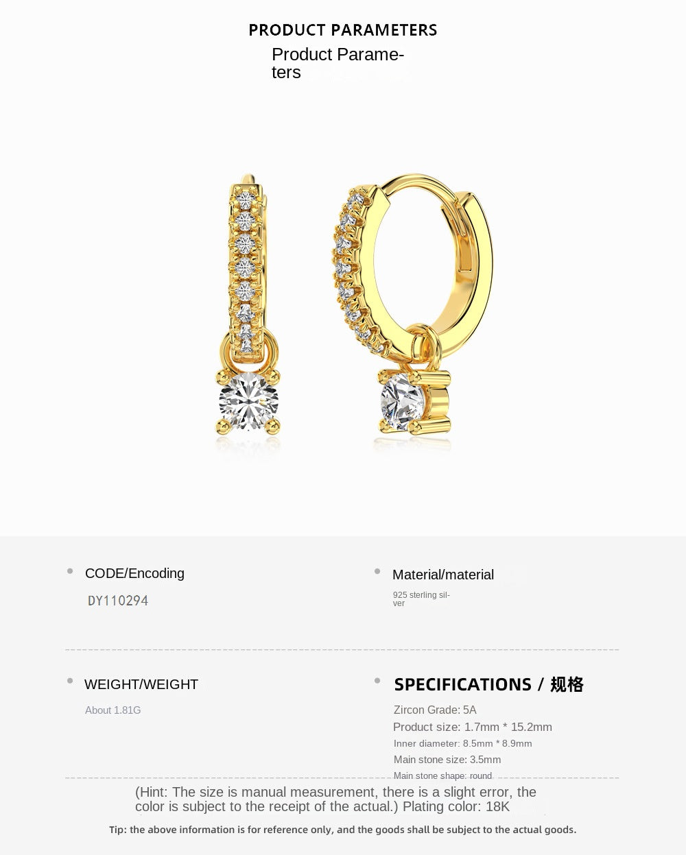 Pendientes redondos de circonita con personalidad de moda
