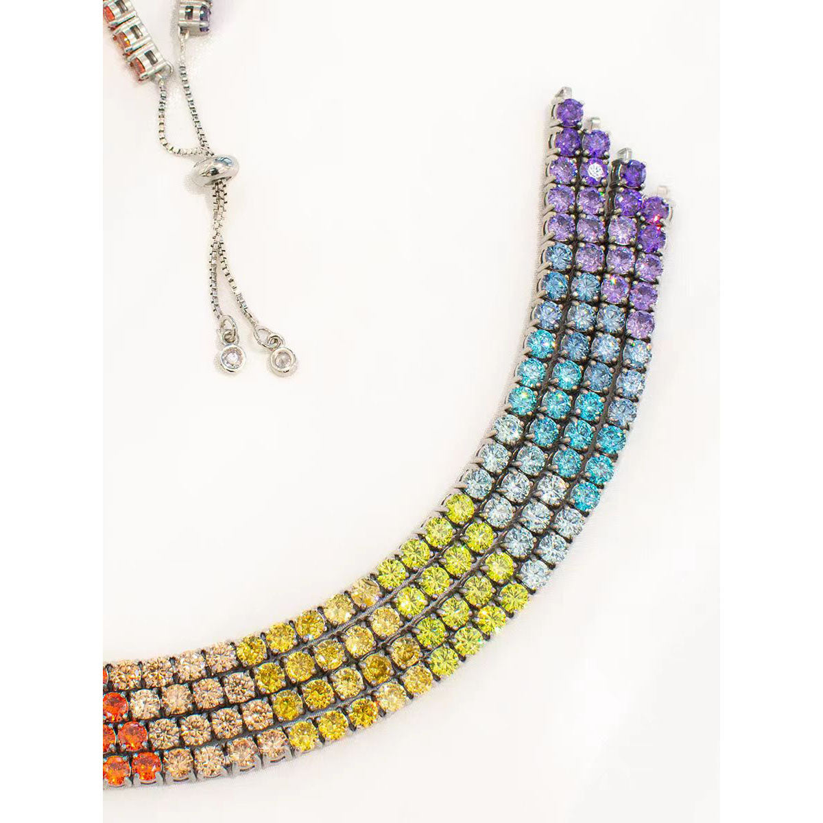 Pulsera Lucky Rainbow con varias hileras de circonitas brillantes✨幸运彩虹闪耀锆石多排手链✨