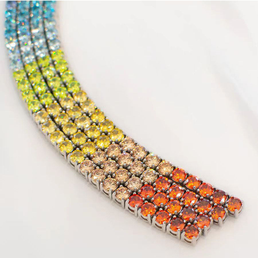 Pulsera Lucky Rainbow con varias hileras de circonitas brillantes✨幸运彩虹闪耀锆石多排手链✨