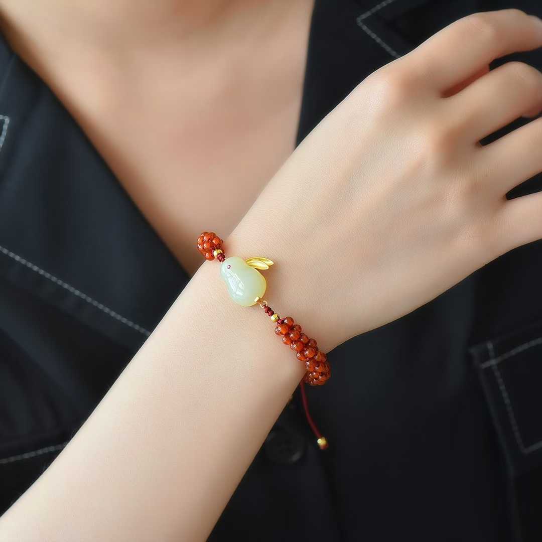 Traditional Chinese boundless fortune Hetian jade plain silver bracelet