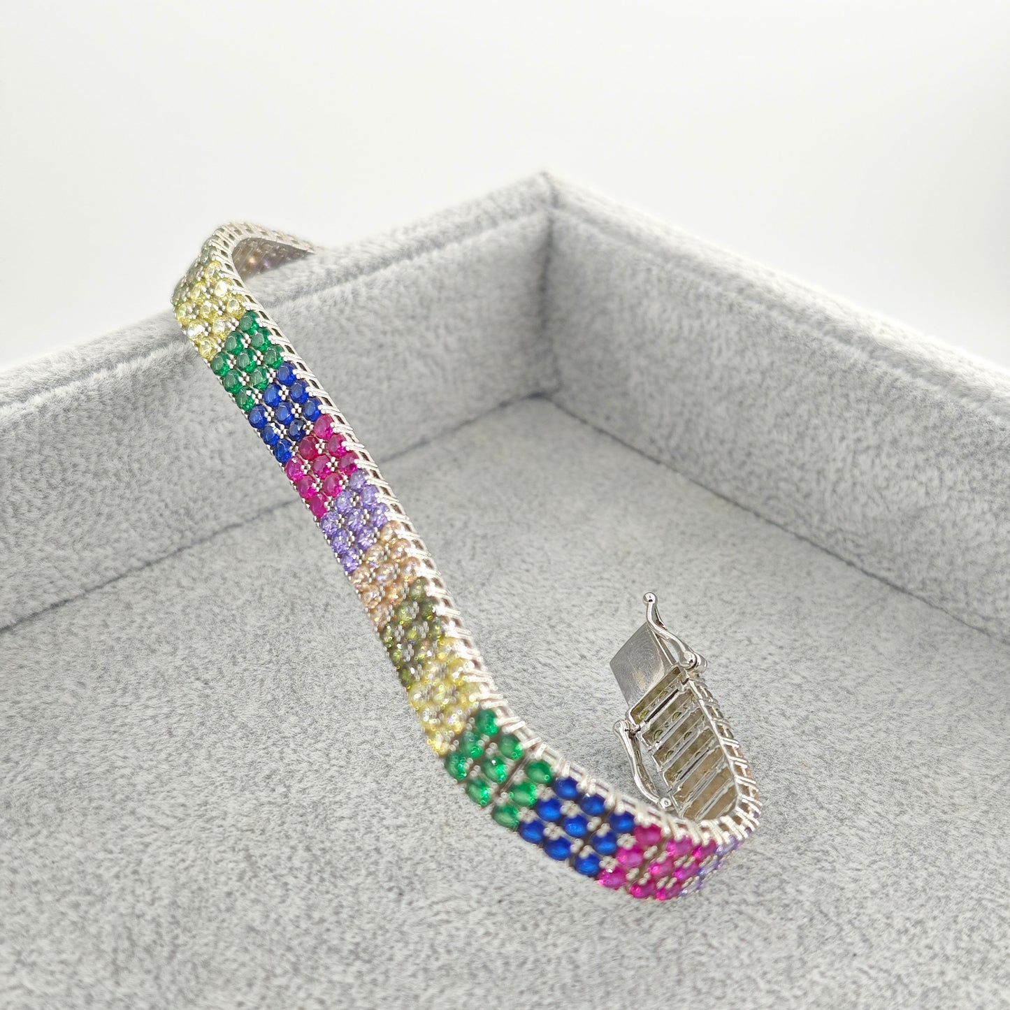 Pulsera Lucky Rainbow con varias hileras de circonitas brillantes✨幸运彩虹闪耀锆石多排手链✨