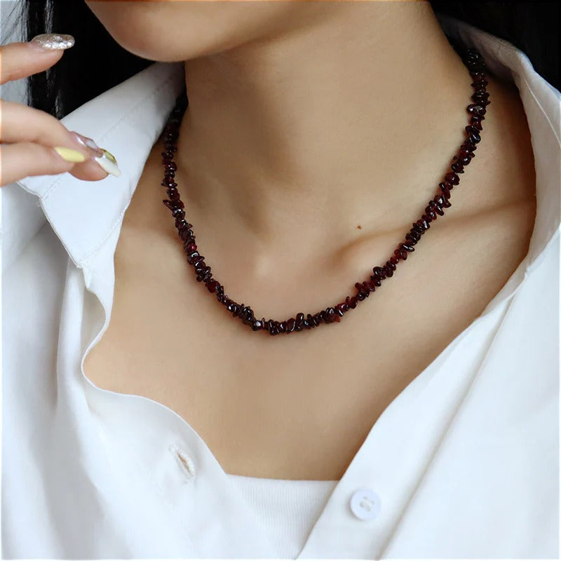 Exquisito collar vintage de piedra natural para mujer