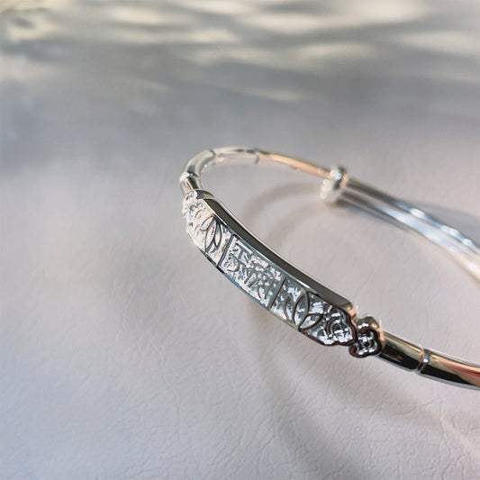 Pulsera de plata de ley con diseño de bambú brillante y elegante