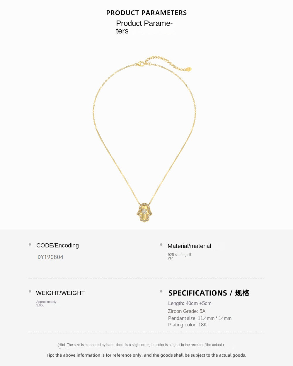 Collar de circón con palma y personalidad de moda