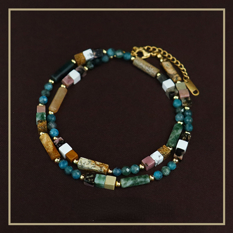 Collar vintage personalizado con cuentas de piedra natural