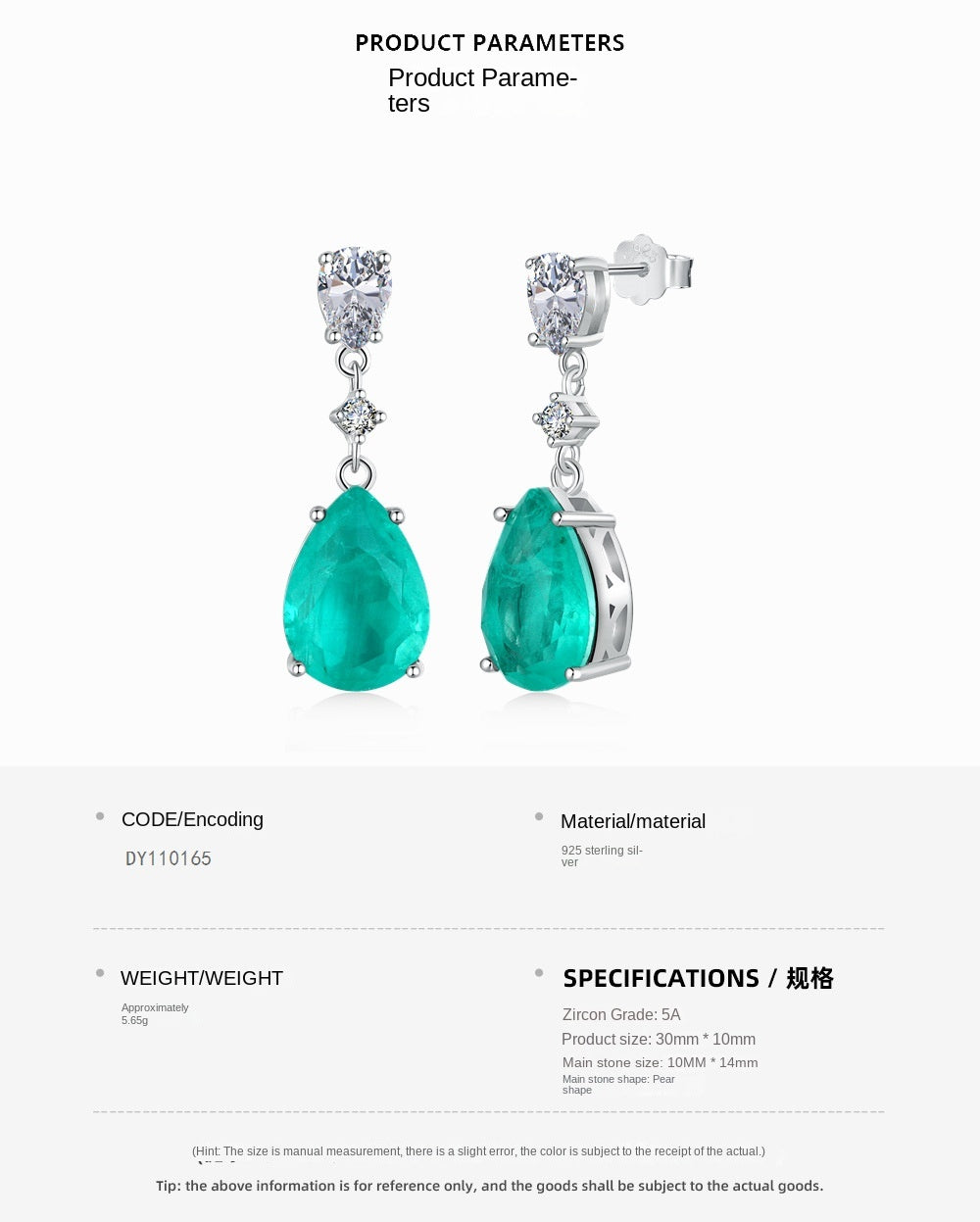 Elegantes pendientes de lágrima verde