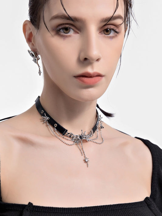 Short leather choker Necklace