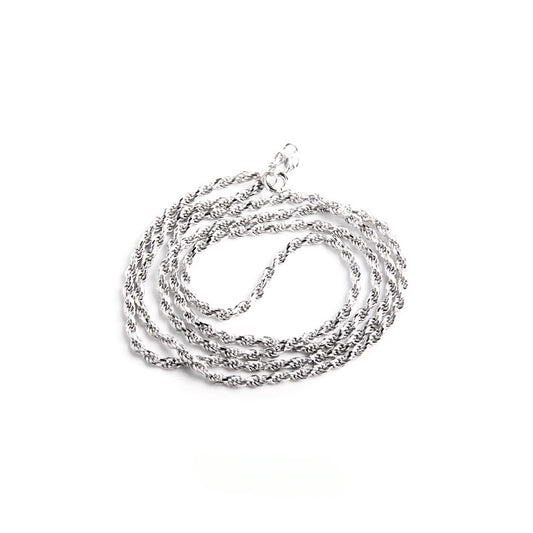 White platinum twisted hemp rope hip-hop necklace