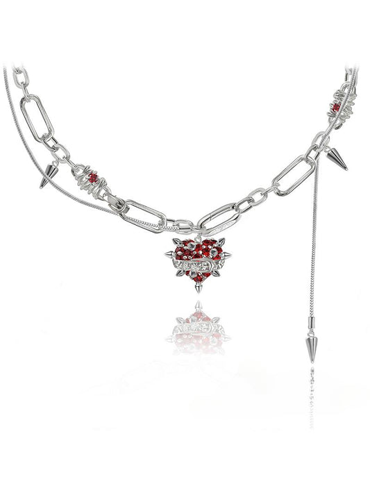 Collar de corazón rojo de amor