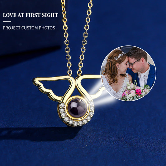 Photo Projection Angel Wings Necklace