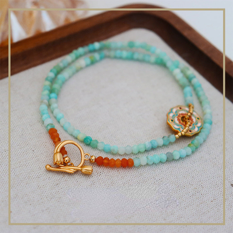 Chinese style fashionable colorful flower beaded necklace - jewelryweilin