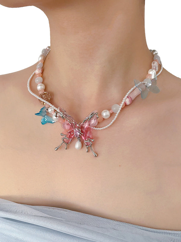 Collar de mariposas de colores