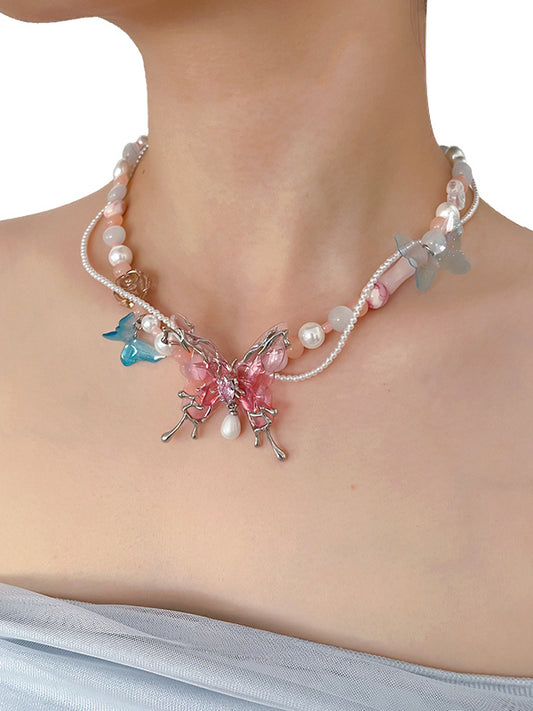 Collar de mariposas de colores
