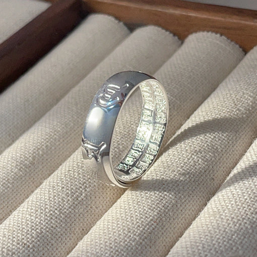 Shiny sterling silver couple ring