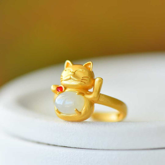 S925 Silver Inlaid Hetian Nephrite "Attract Wealth & Gather Blessings" Jewelry Set Product Description(English)