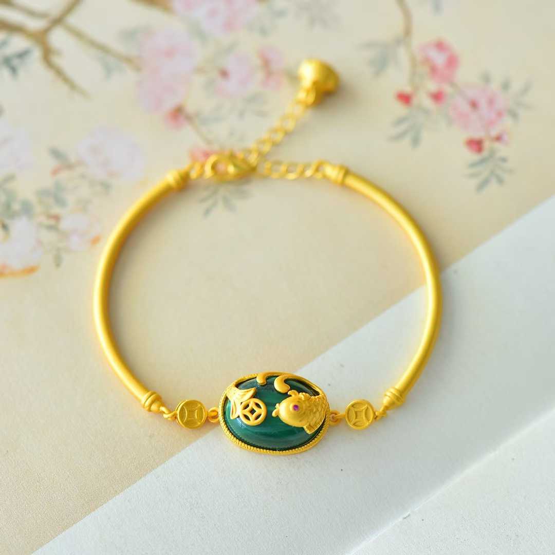 925 Silver-Inlaid Malachite Bracelet "Year After Year Surplus