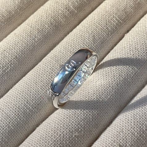 Shiny sterling silver couple ring