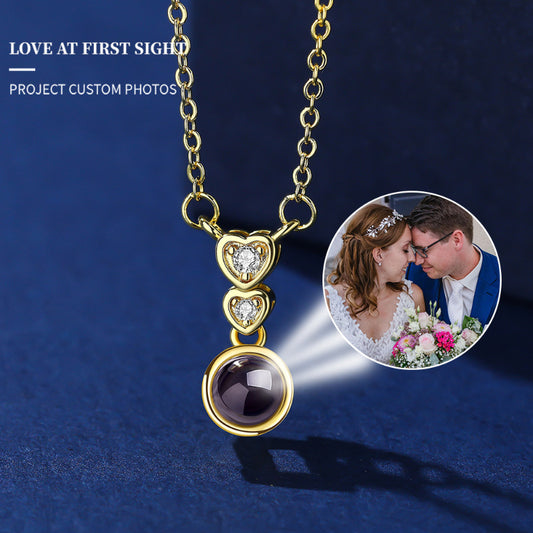 Photo Projection Zircon Heart-shaped Necklace