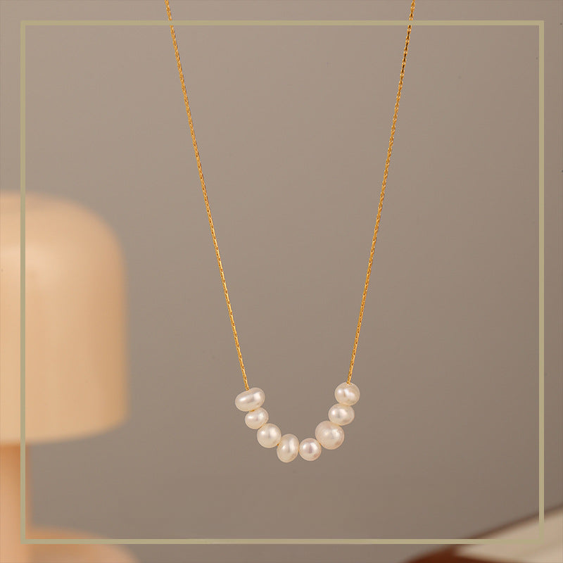 Collar de perlas naturales de agua dulce de lujo para mujer