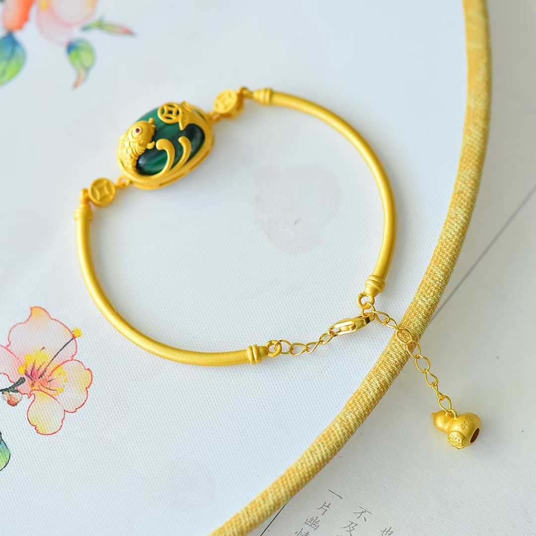 925 Silver-Inlaid Malachite Bracelet "Year After Year Surplus