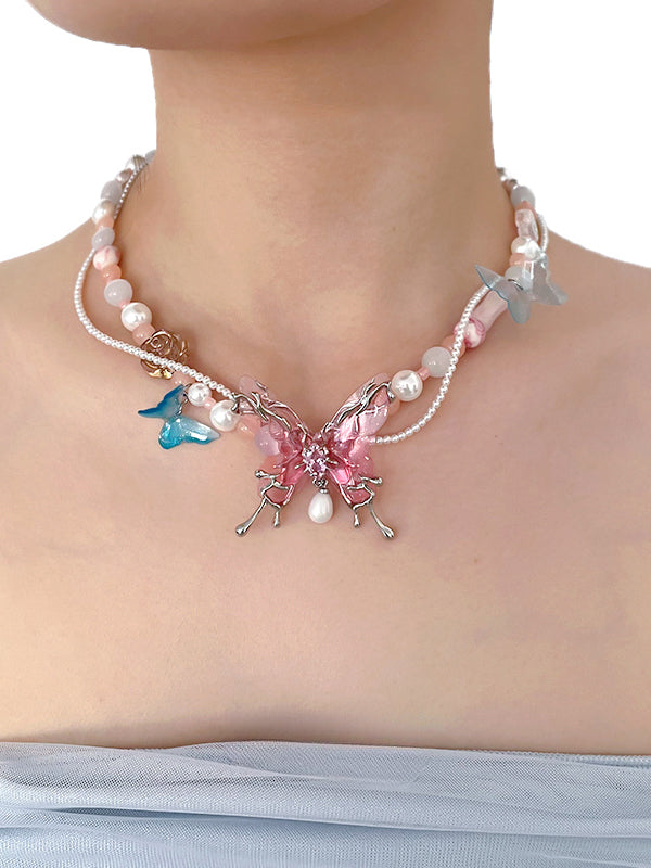 Collar de mariposas de colores