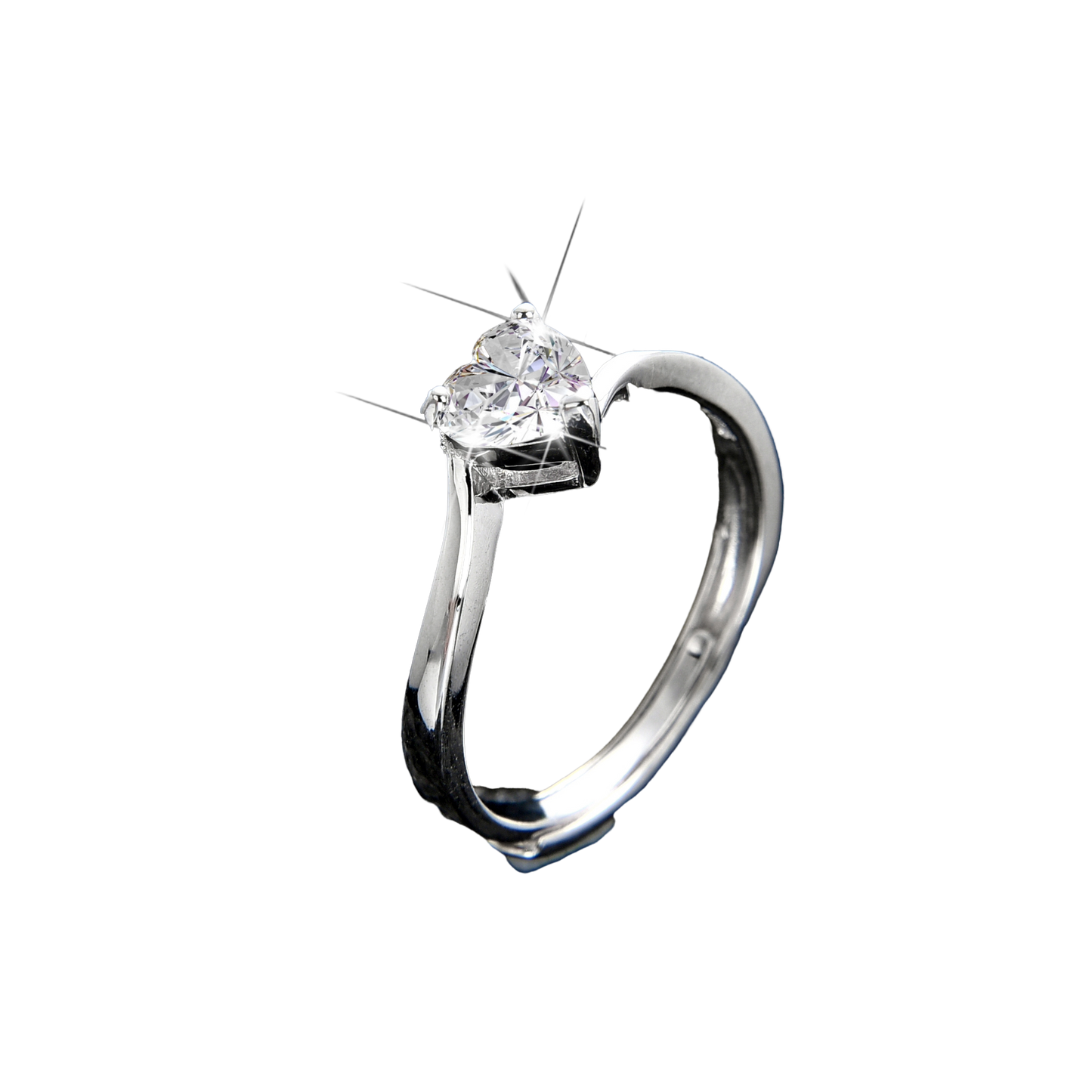 Elegante anillo abierto de circonita cúbica en forma de corazón