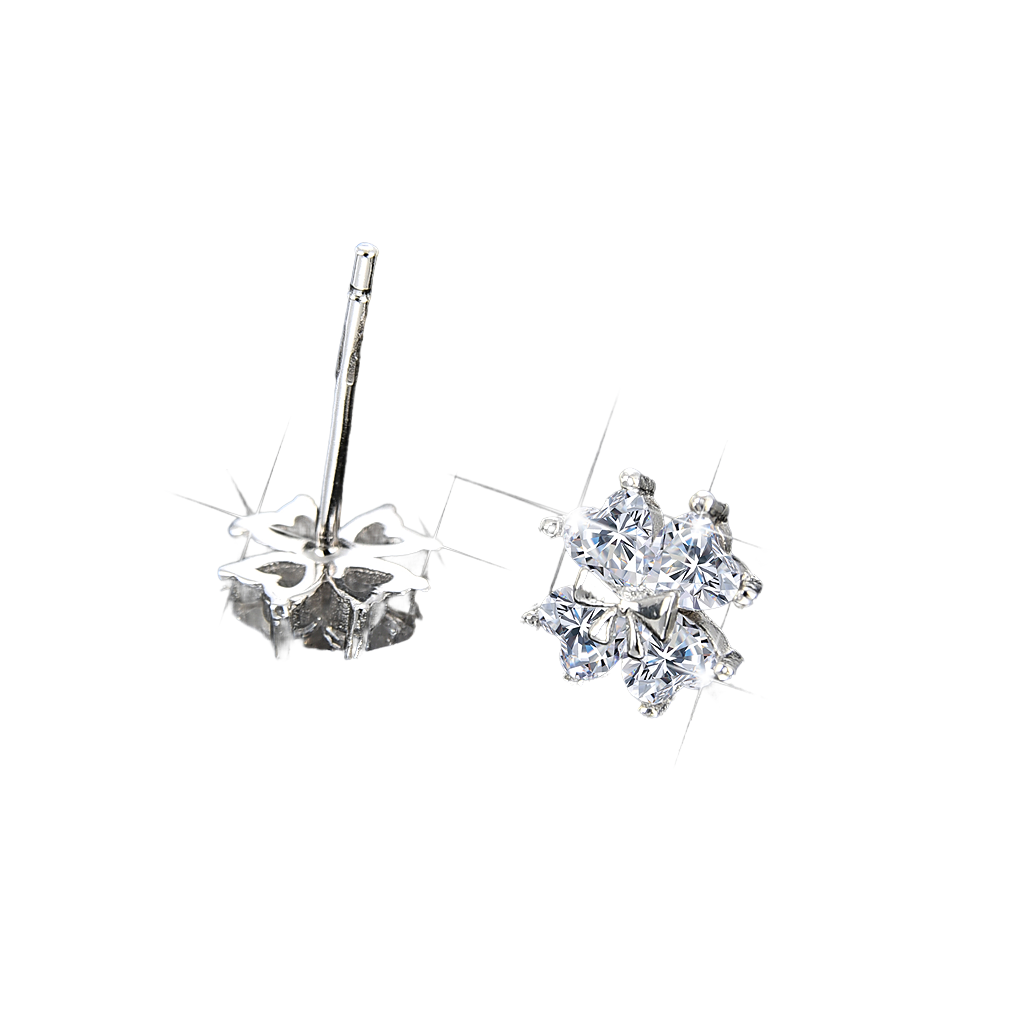 Pendientes de circonita cúbica con trébol de cuatro hojas, nobles y elegantes.