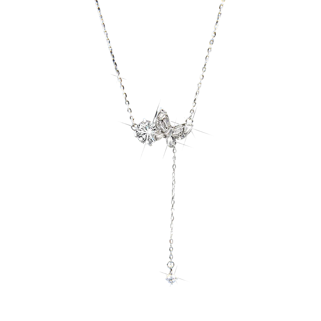 Exquisite zircon and gold-plated butterfly pendant necklace - jewelryweilin