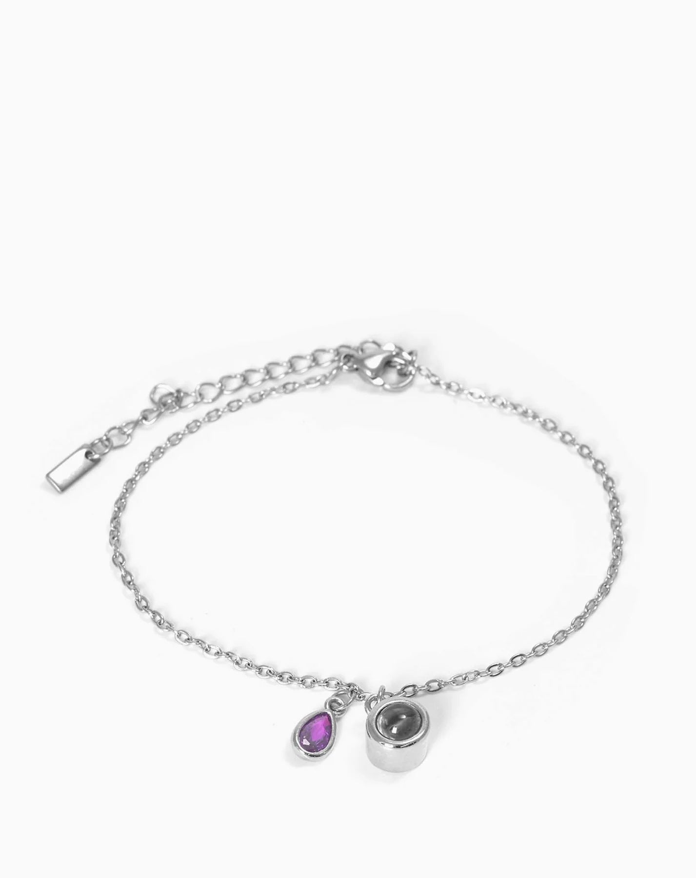 Pulsera con piedra del zodiaco en forma de gota de agua con proyección fotográfica