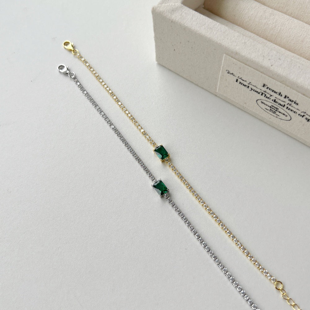 Pulsera de tenis de lujo con circonita esmeralda