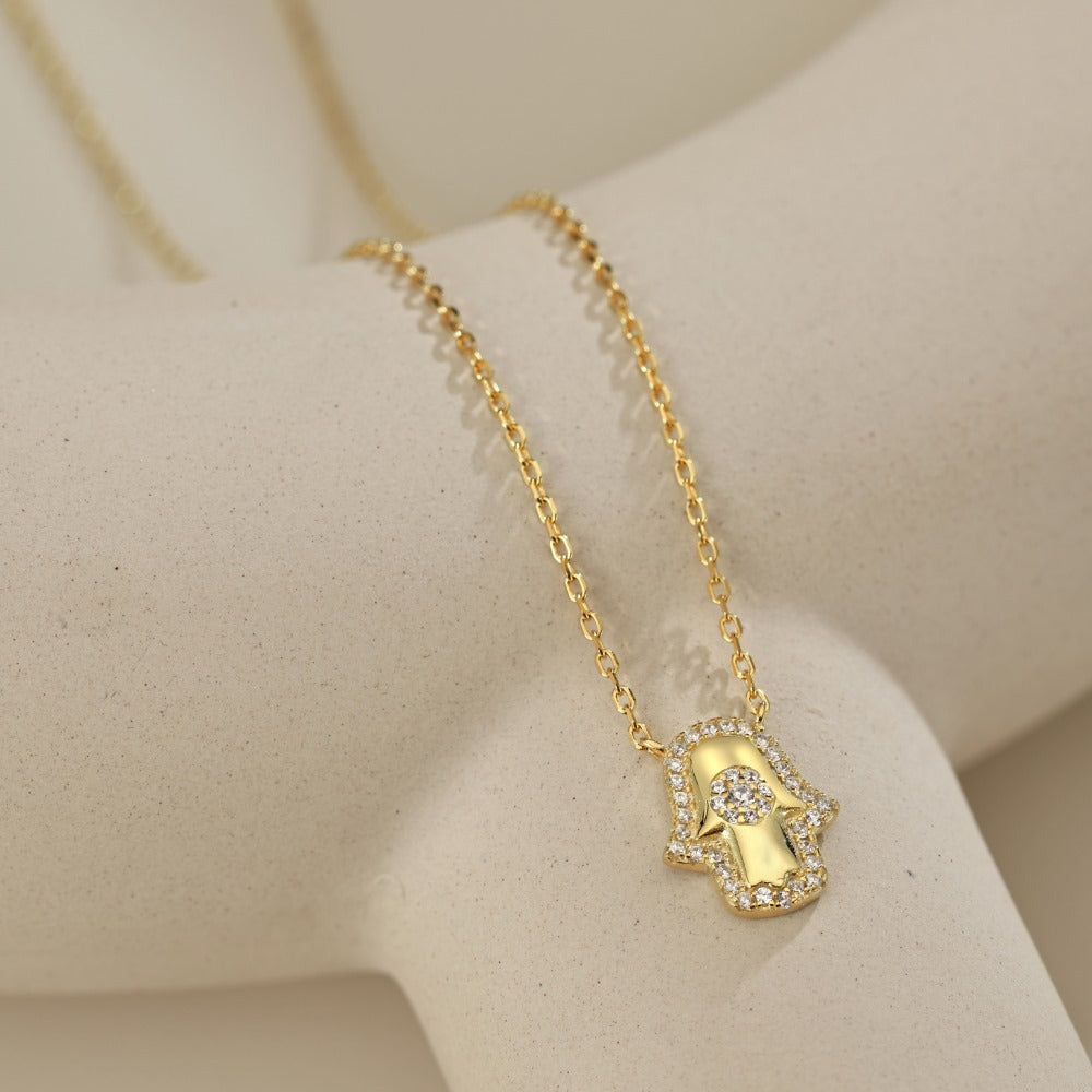 Collar de circón con palma y personalidad de moda