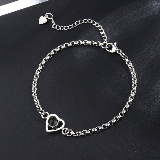 Photo projection heart shape bracelet