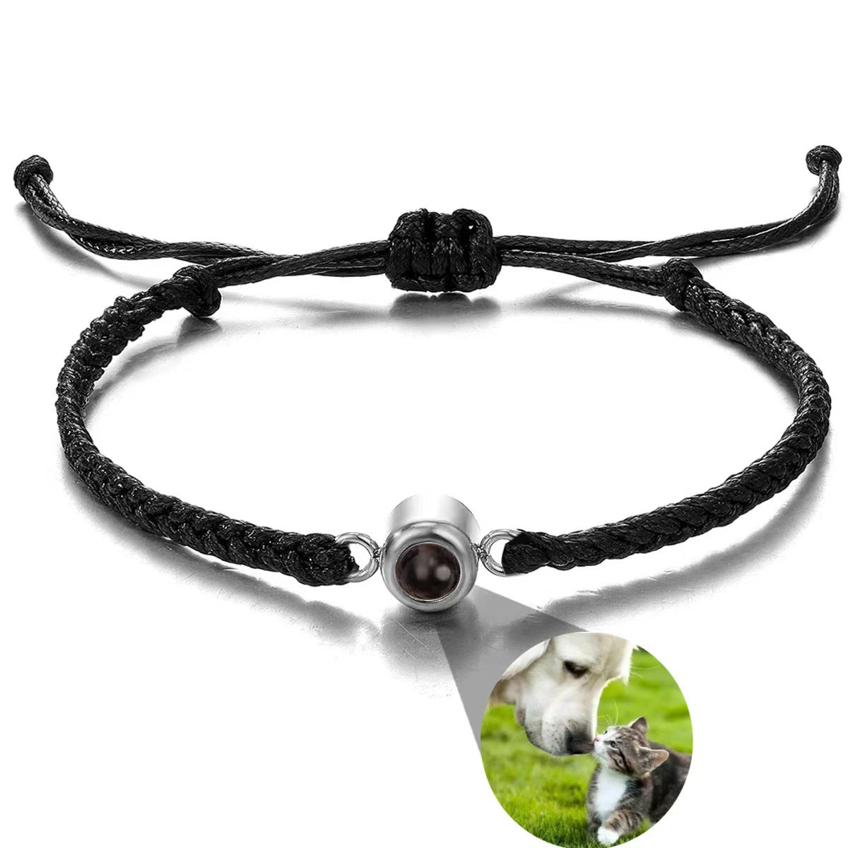 Pulsera tejida a mano con proyección de fotos