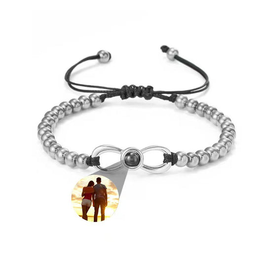 Lucky number 8 projection photo bracelet