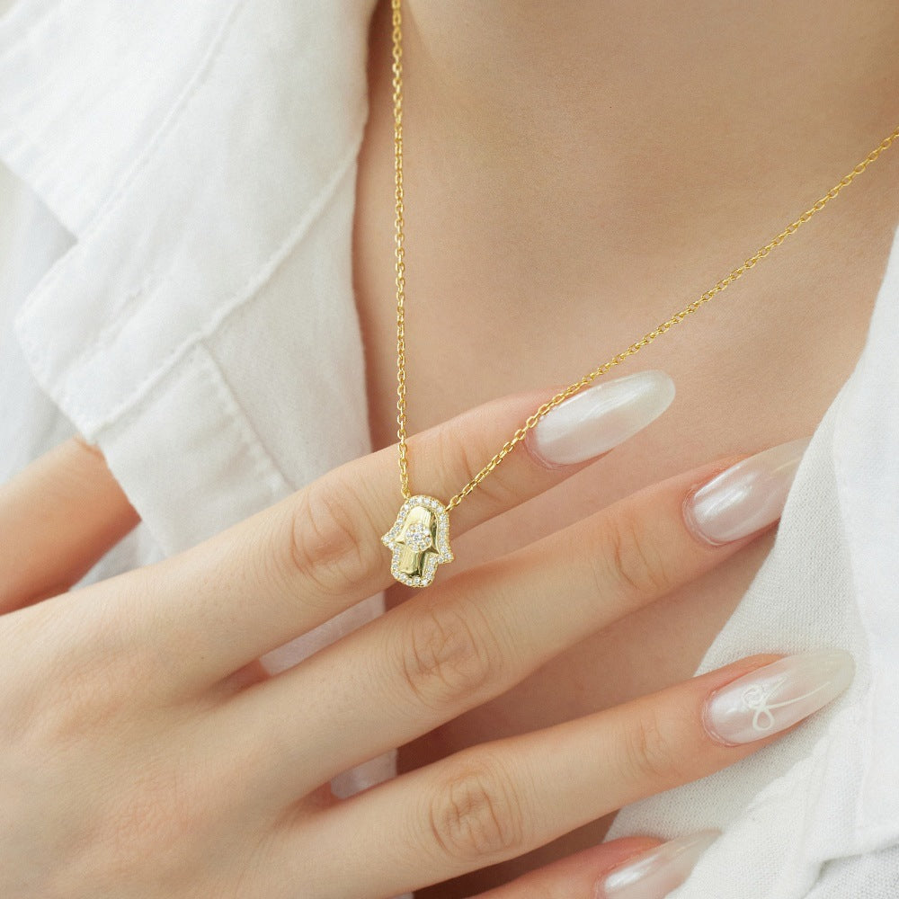 Collar de circón con palma y personalidad de moda