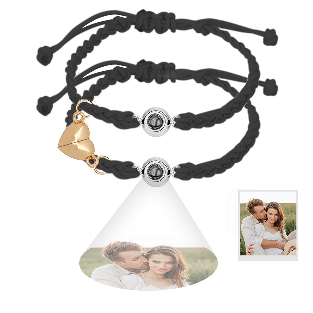 Pulsera de pareja tejida con proyección de fotos
