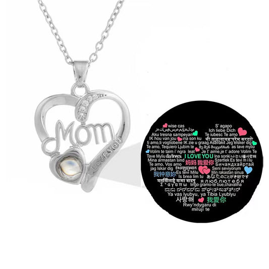 Photo projection MOM heart necklace