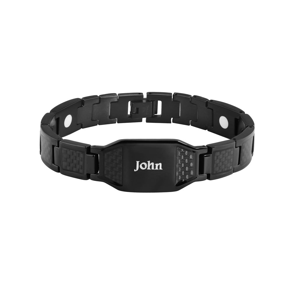 Pulsera de cuero grabada para hombre
