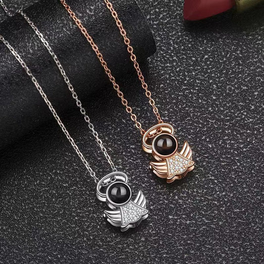 Photo Projection Angel Wings Necklace