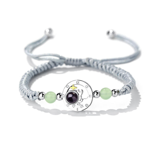 Photo projection sun and moon lovers braided bracelet
