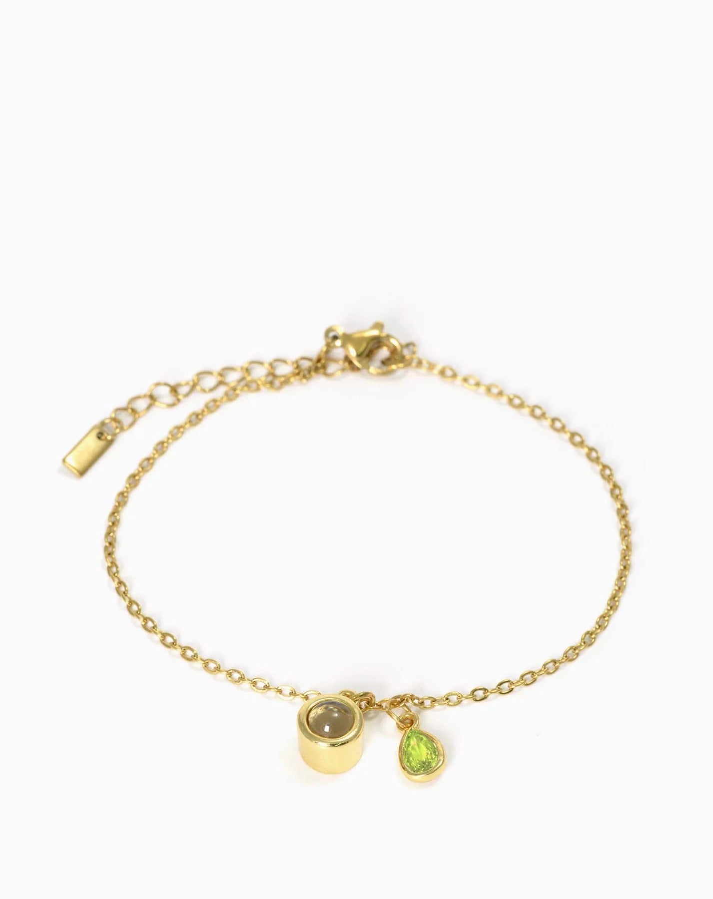 Pulsera con piedra del zodiaco en forma de gota de agua con proyección fotográfica