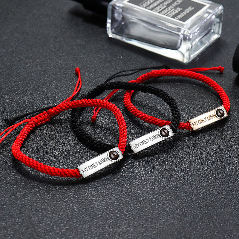 Pulsera tejida en plata S925 con proyección de fotos