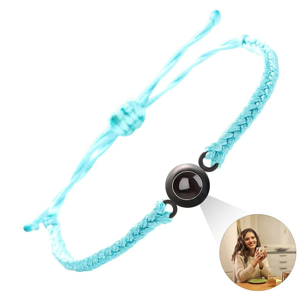 Pulsera de pareja tejida con proyección de fotos