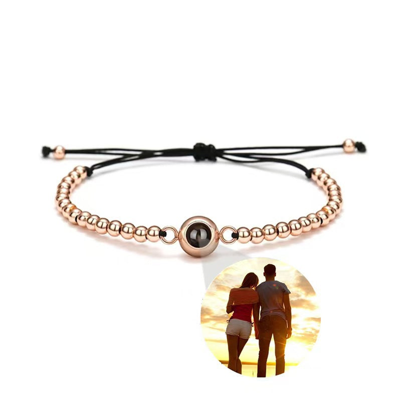 Pulsera de piedra magnética tejida con proyección fotográfica