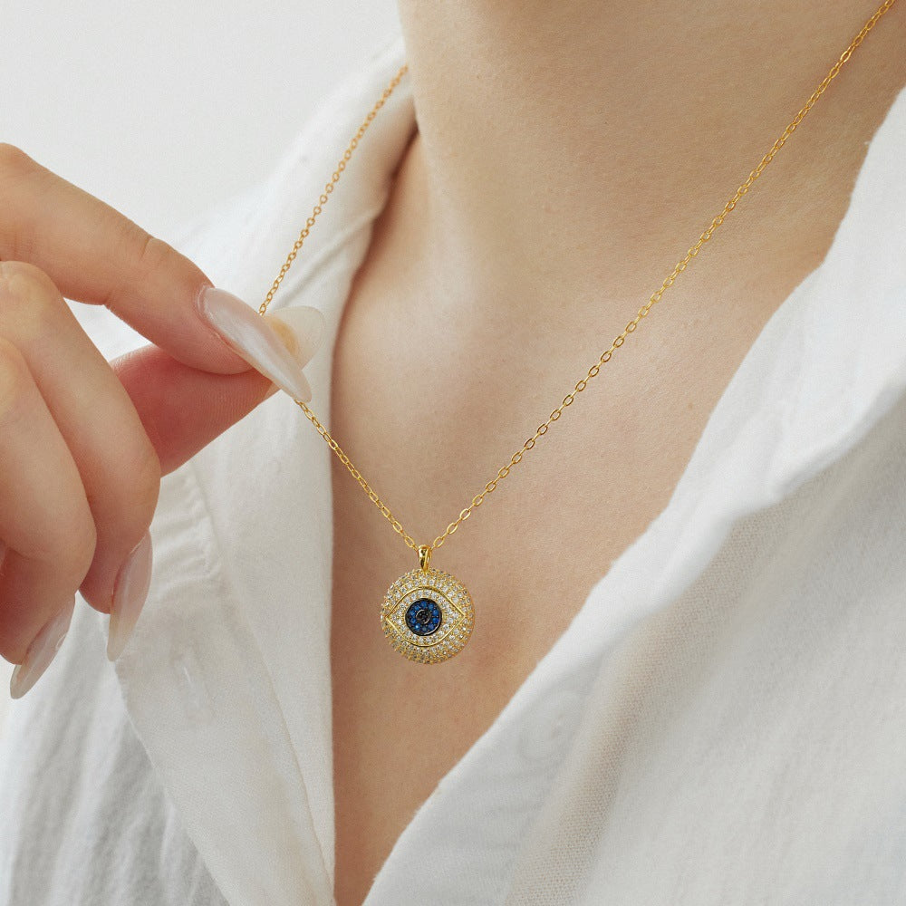 Collar de ojo de diablo redondo con personalidad simple y elegante