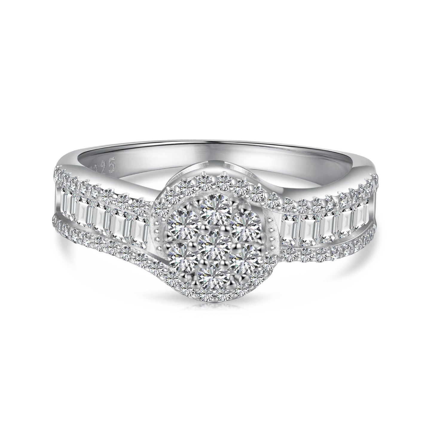 Anillo de diamantes brillantes de alta gama y de moda.