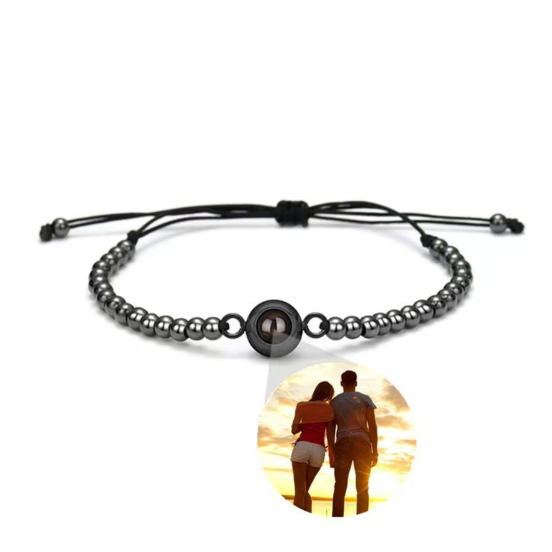 Pulsera de piedra magnética tejida con proyección fotográfica