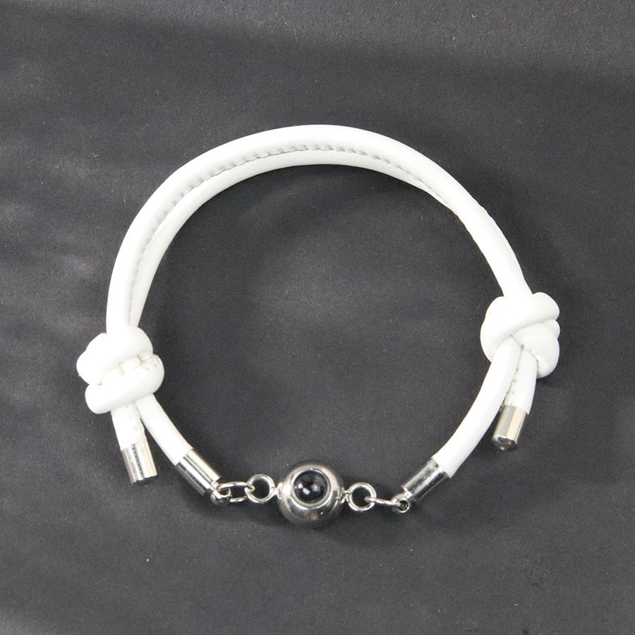 Pulsera de cordón de cuero con proyección de fotos