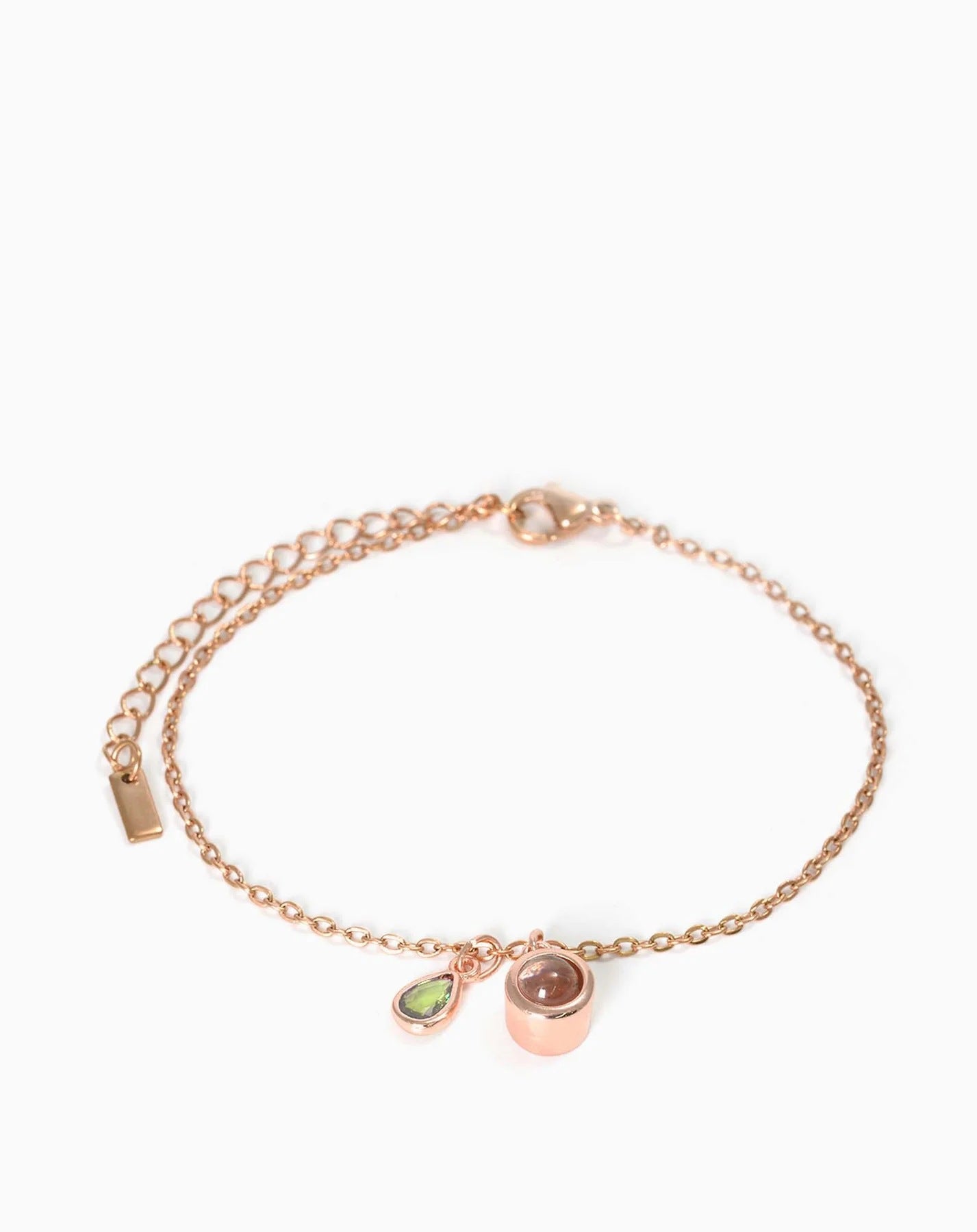 Pulsera con piedra del zodiaco en forma de gota de agua con proyección fotográfica