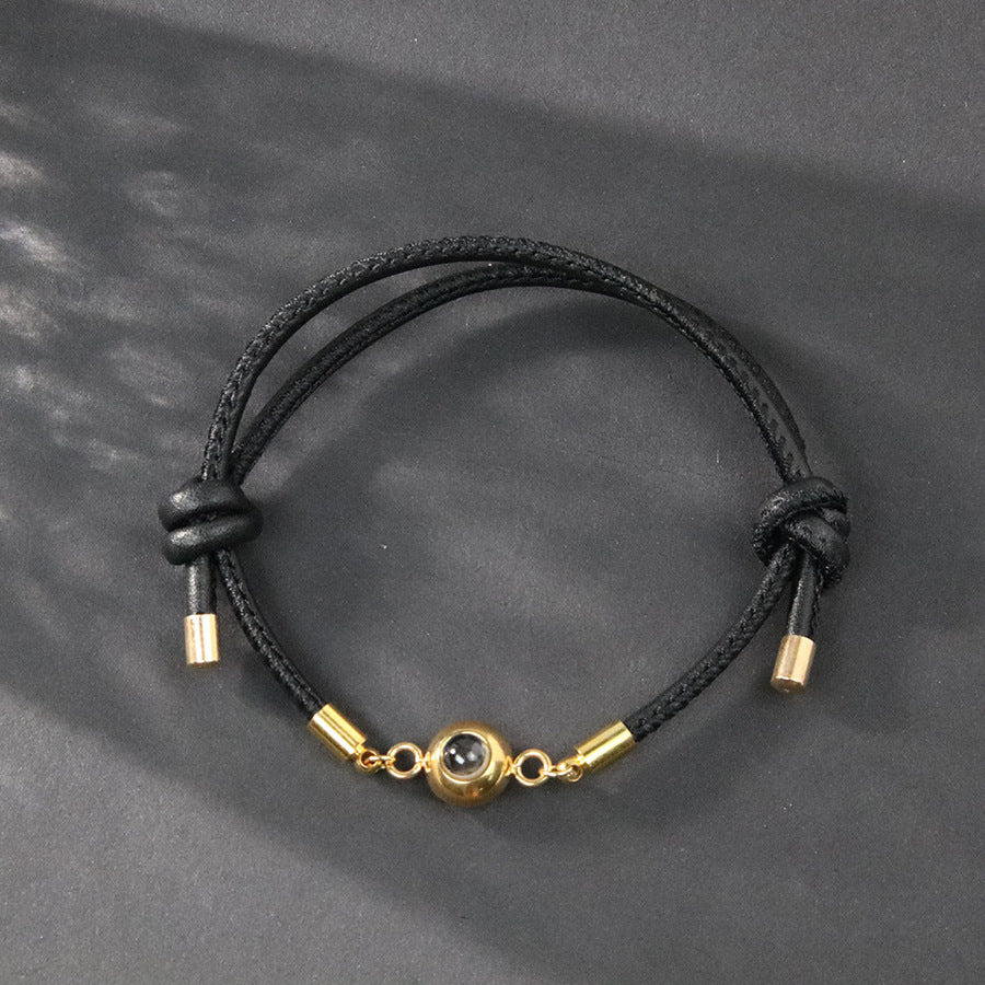 Pulsera de cordón de cuero con proyección de fotos